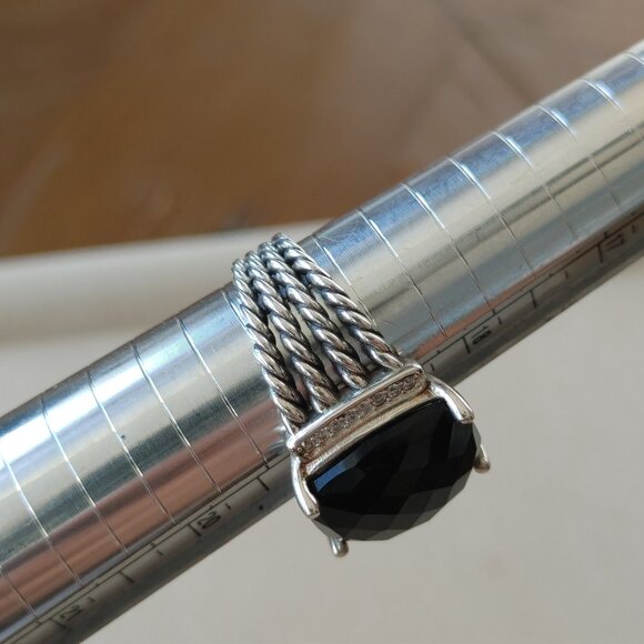 David Yurman Wheaton 925 Sterling Silver Ring Black Onyx & Diamond size 9 - Picture 9 of 11